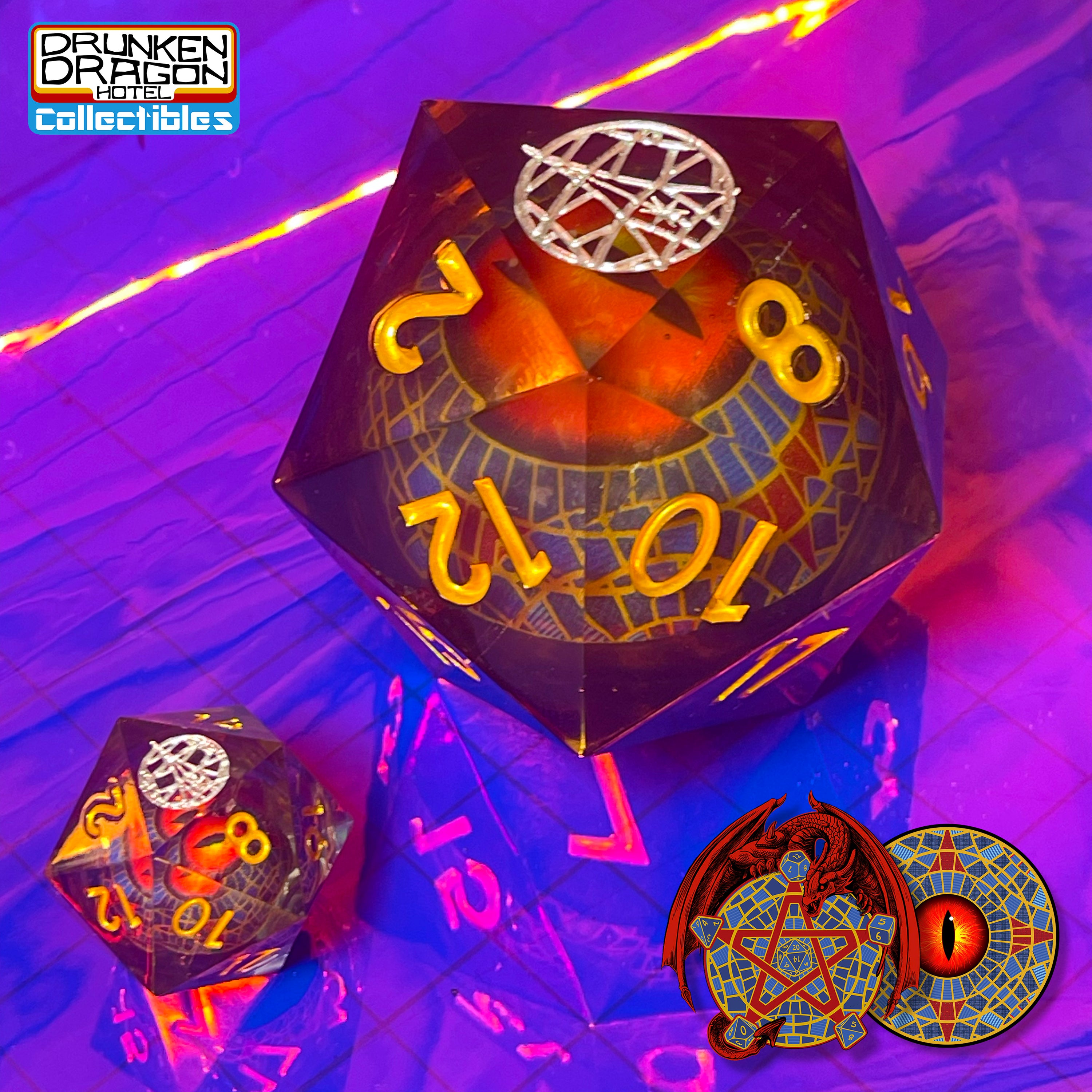 Giant 55mm D20 Moving Marriott Carpet Eye DnD Dice