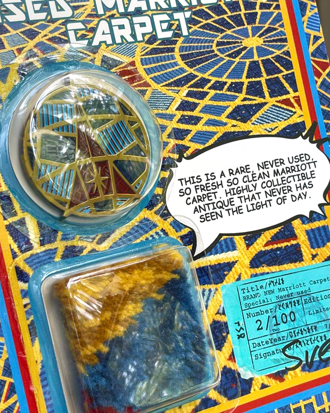 FRESH NEW Marriot Carpet with Coin! Artwork Signed