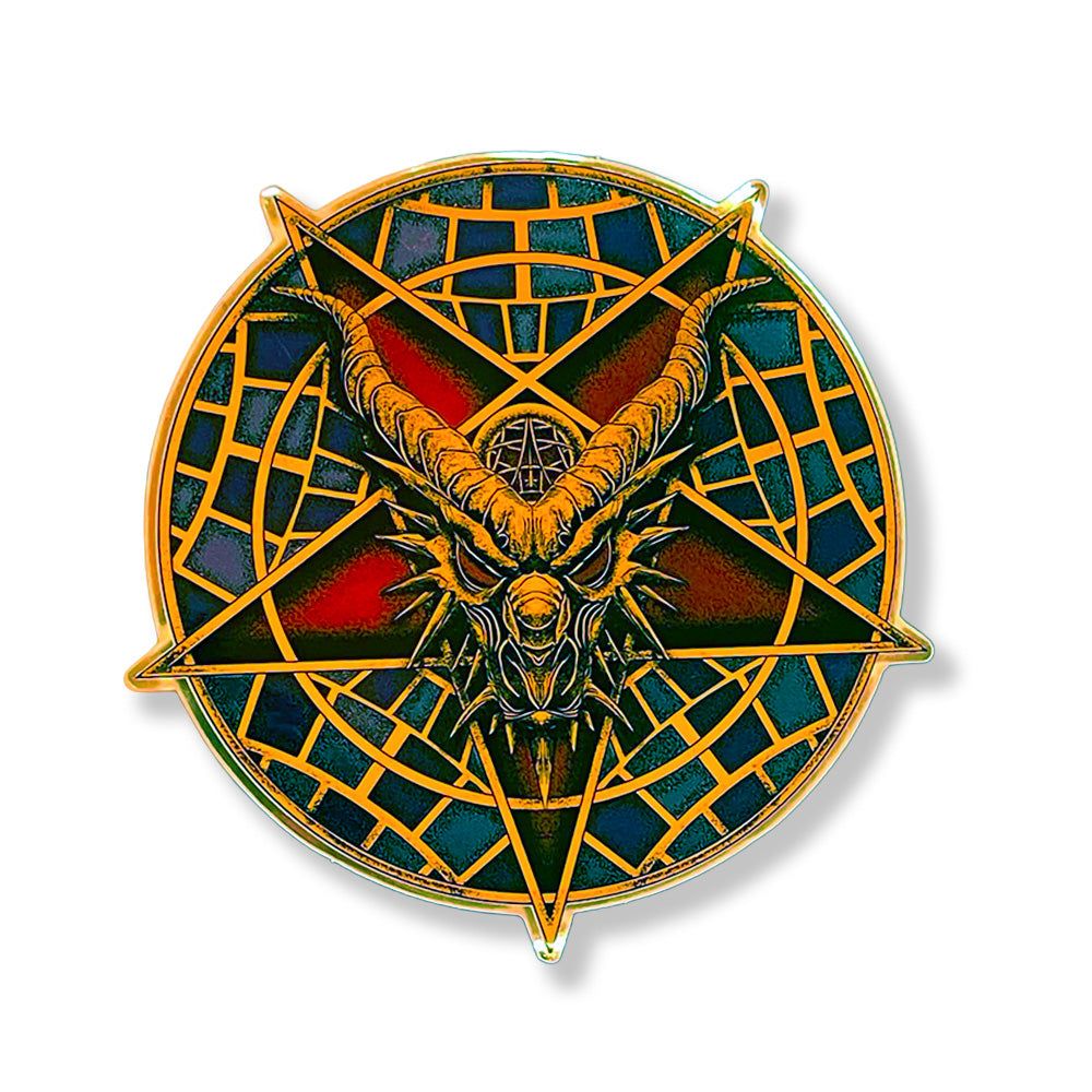 3.3/4" Dragon Carpet Pentagram Metallic Sticker