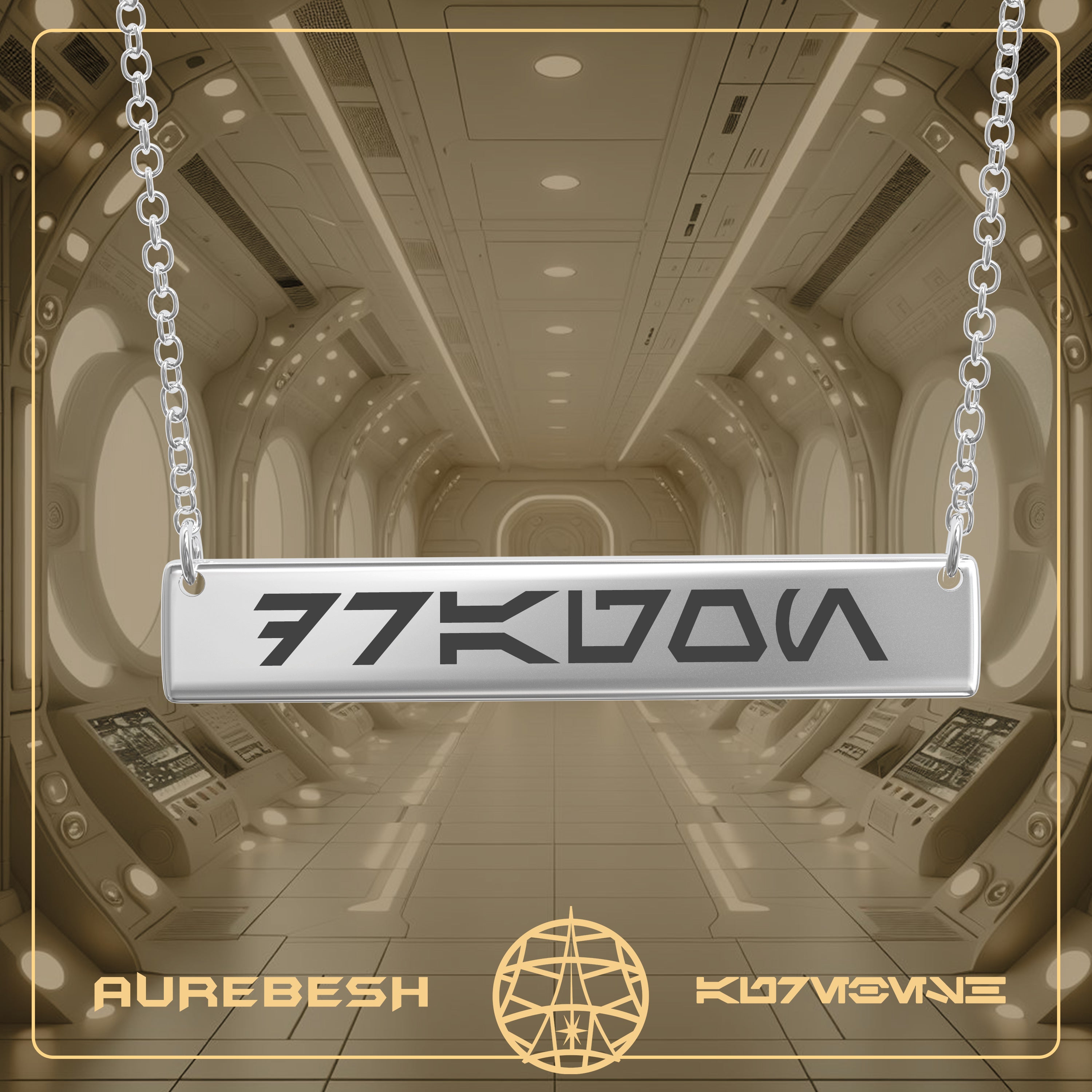 Star Wars Aurebesh Necklace, Sterling Silver