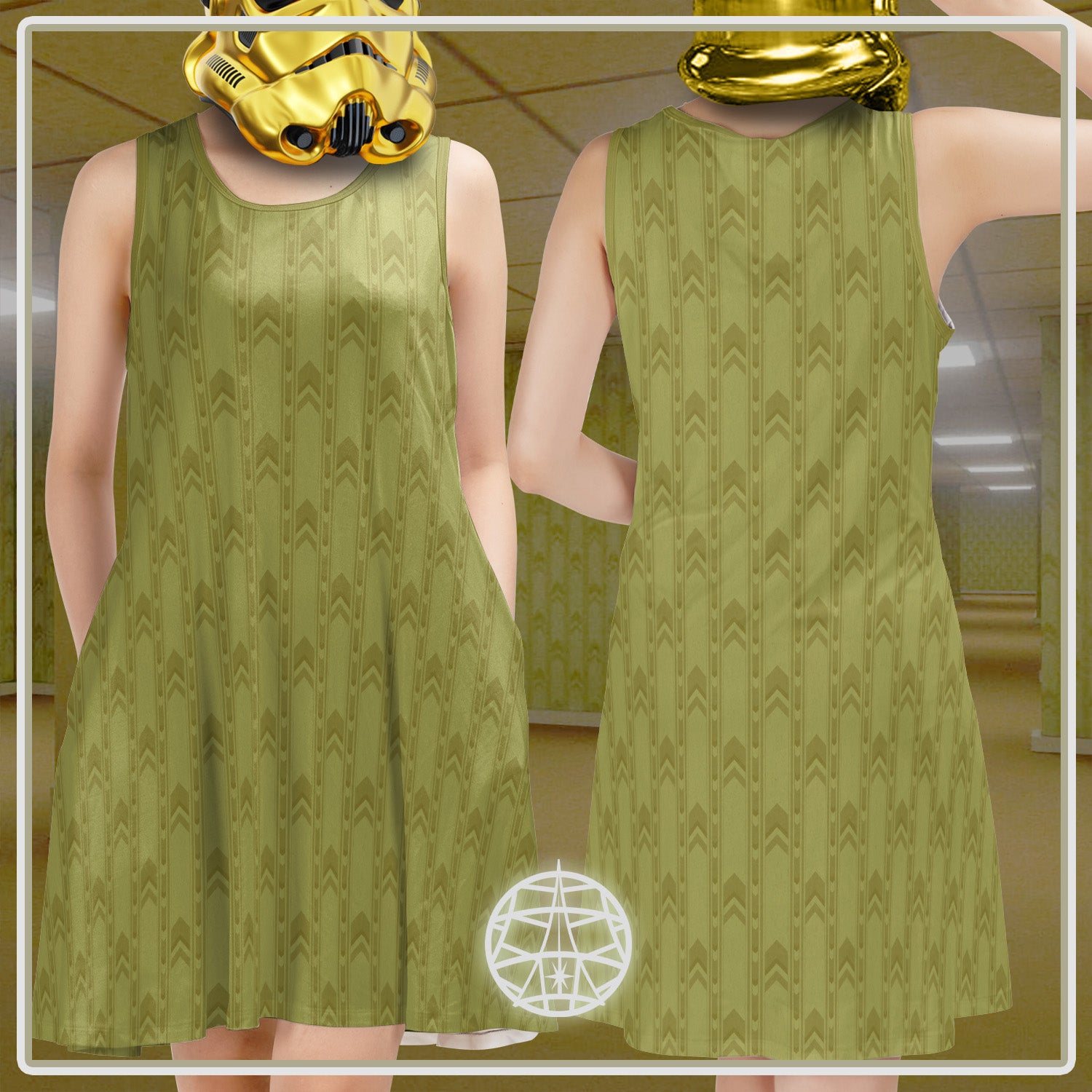 Backrooms Wallpaper Sleeveless Dress w. Pockets (ETA 3 weeks)