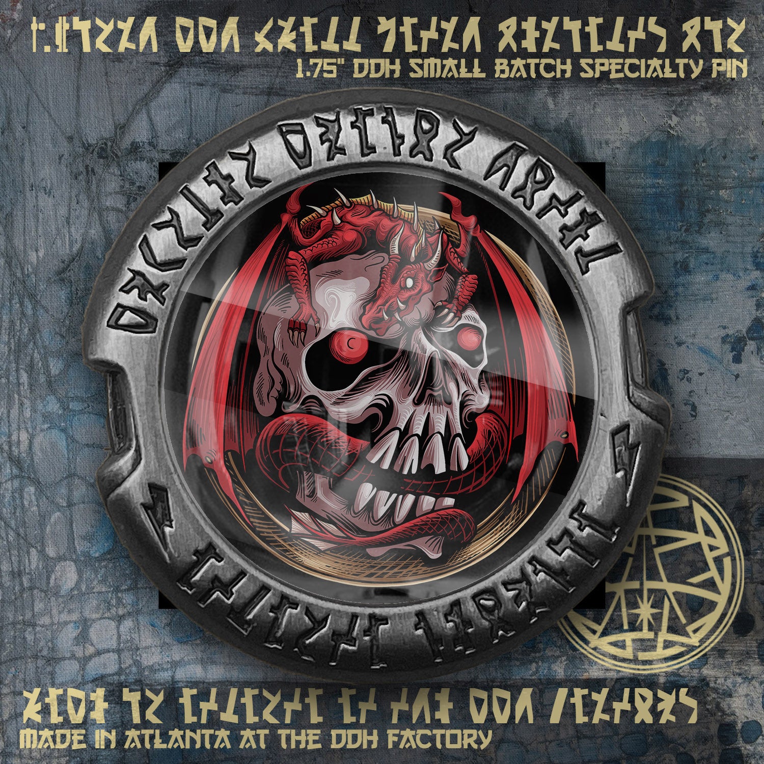 Dead Carpet Society Skull Dragon DDH made Printed Pin