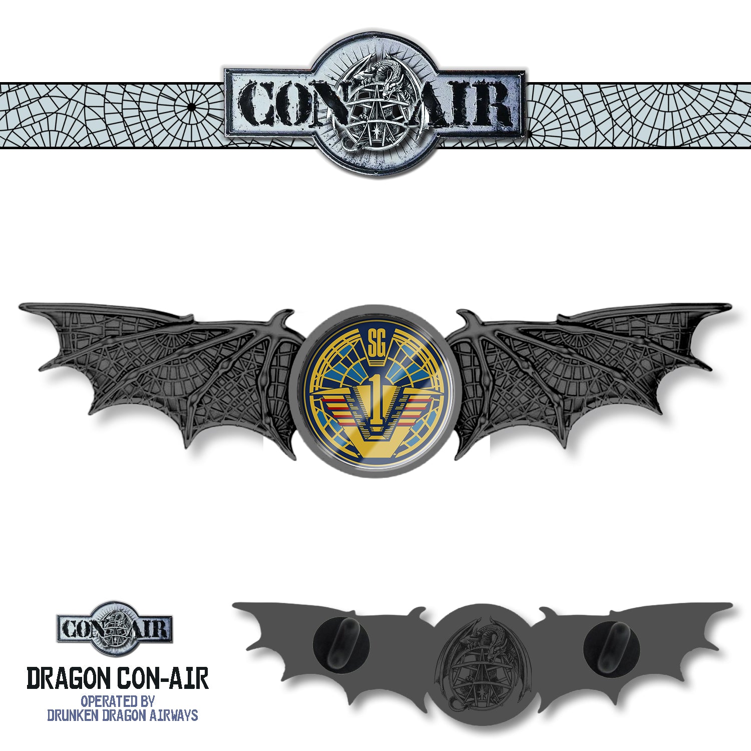 DDH Con-Air "Pilot Dragon Wing" Pin Star Gate 3"