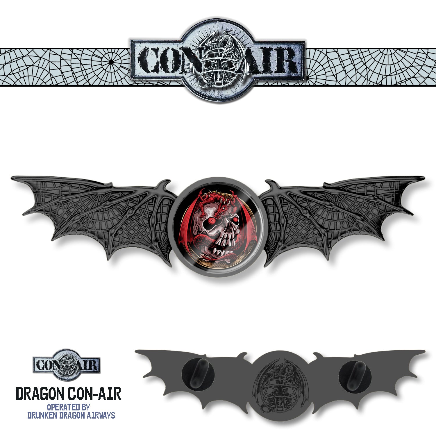 DDH Con-Air "Pilot Dragon Wing" Pin Skull Dragon