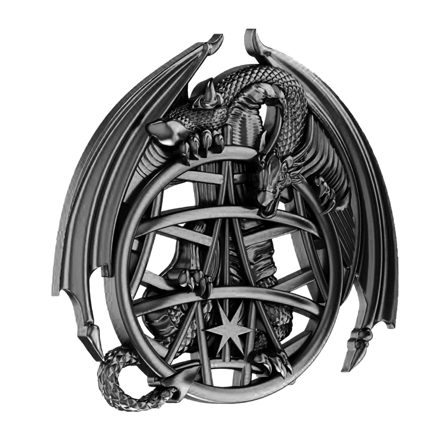 Crest Drunken Dragon Hotel 2.5" Pin BAD-ASS-BLACK