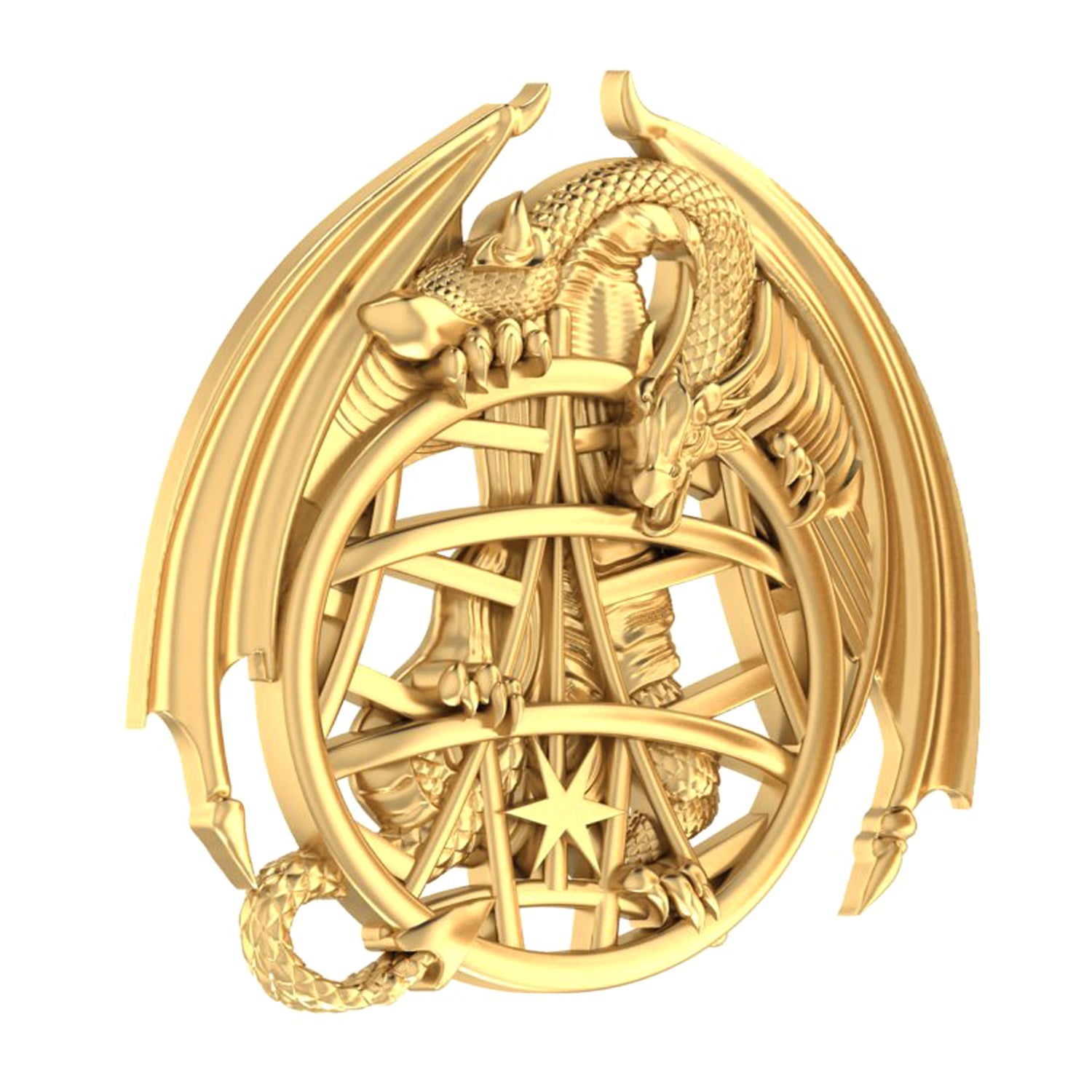 Crest Drunken Dragon Hotel 2.5" Golden Pin
