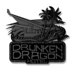 BLACK Edition of 100 Drunken Dragon Hotel Tiki Logo 1.7" Pin