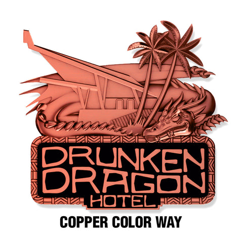 Copper Drunken Dragon Hotel Tiki Logo 1.7" Pin