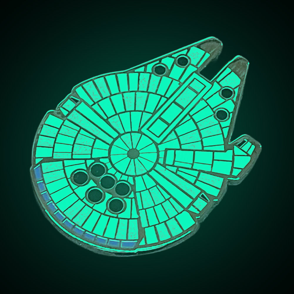 Carpet Pattern Millennium Falcon 2" Pin Silver Glow in Dark