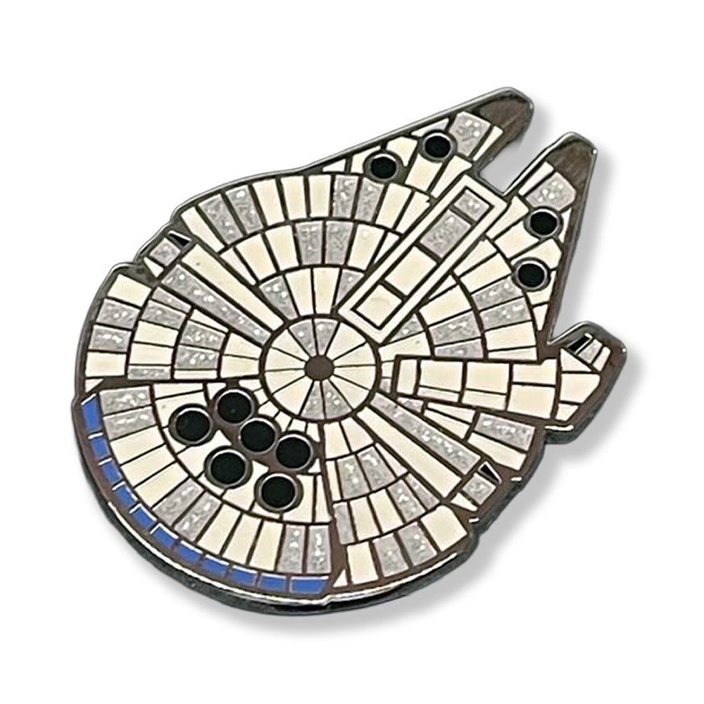 Carpet Pattern Millennium Falcon 2" Pin Silver Glow in Dark