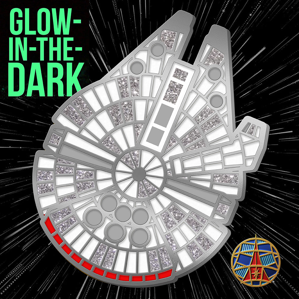 Carpet Pattern Millennium Falcon 2" Pin Silver Glow in Dark