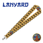 Gold Bling Bling printed fabric Lanyard 1.5"