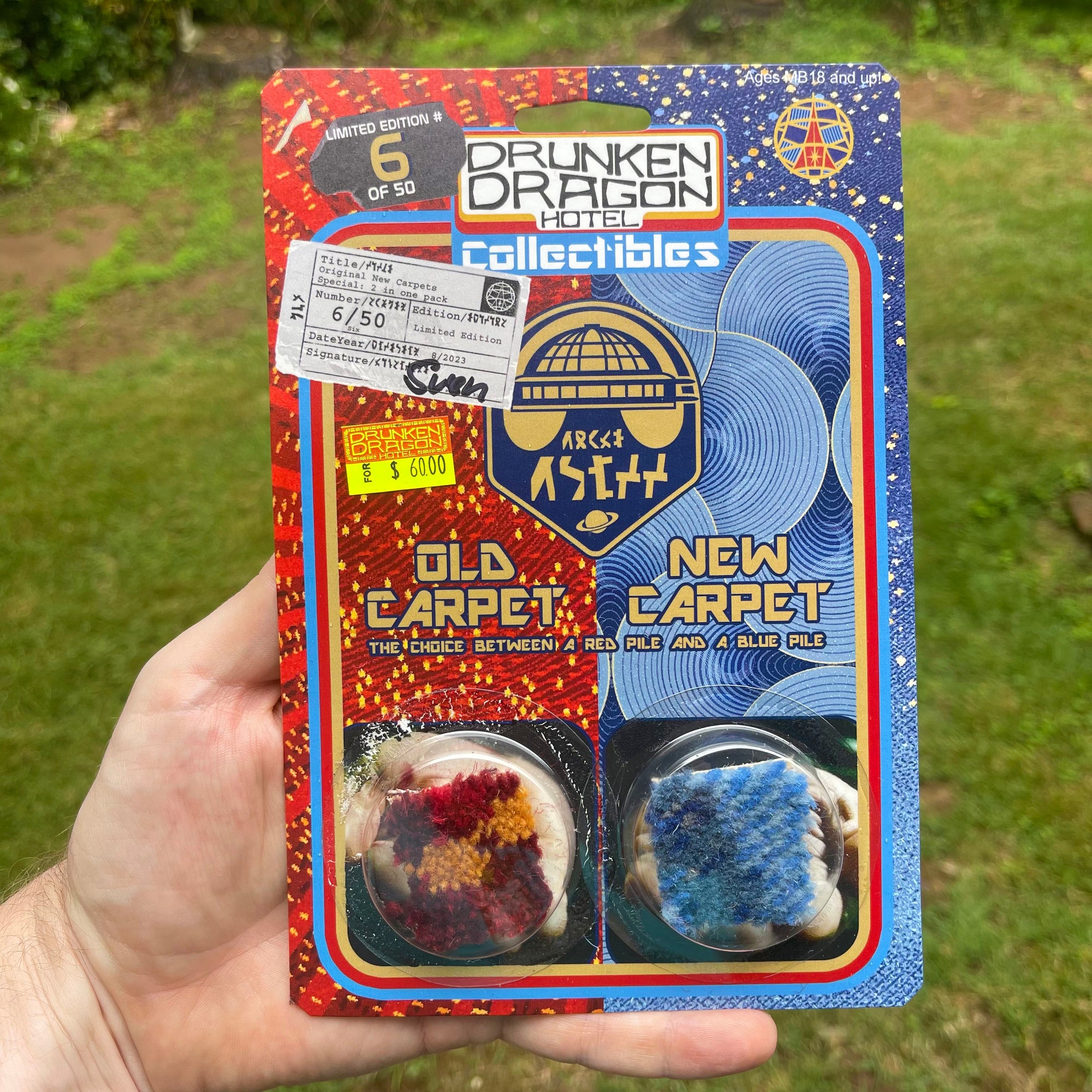 FRESH NEW Hyatt Carpet old red & blue new Artwork Signed