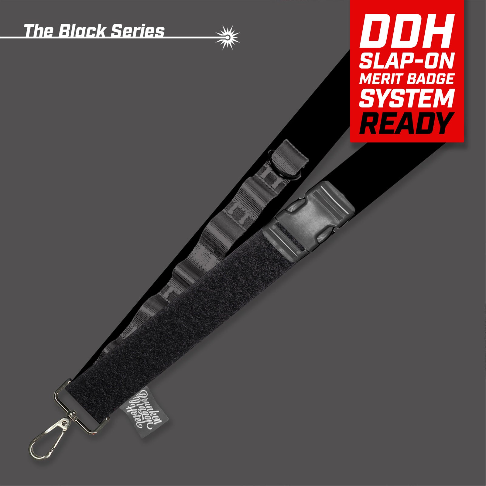 DDH Black Deluxe Slap-on Merit Badge Lanyard with Velcro