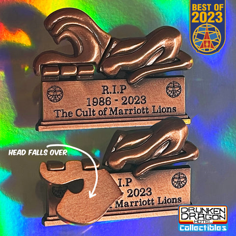 Marriott Lion 2023 Lost Head Pin 1.8" Antique Copper