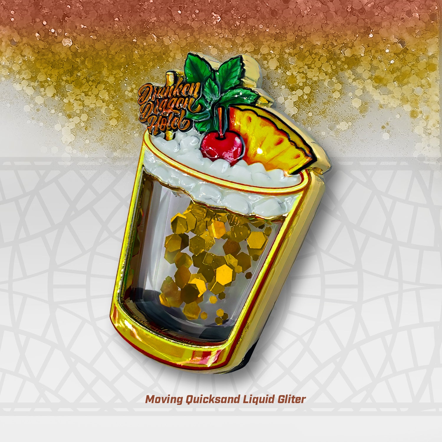 Liquid Glitter DDH Classic Vic's Mai Tai Pin 1.7"