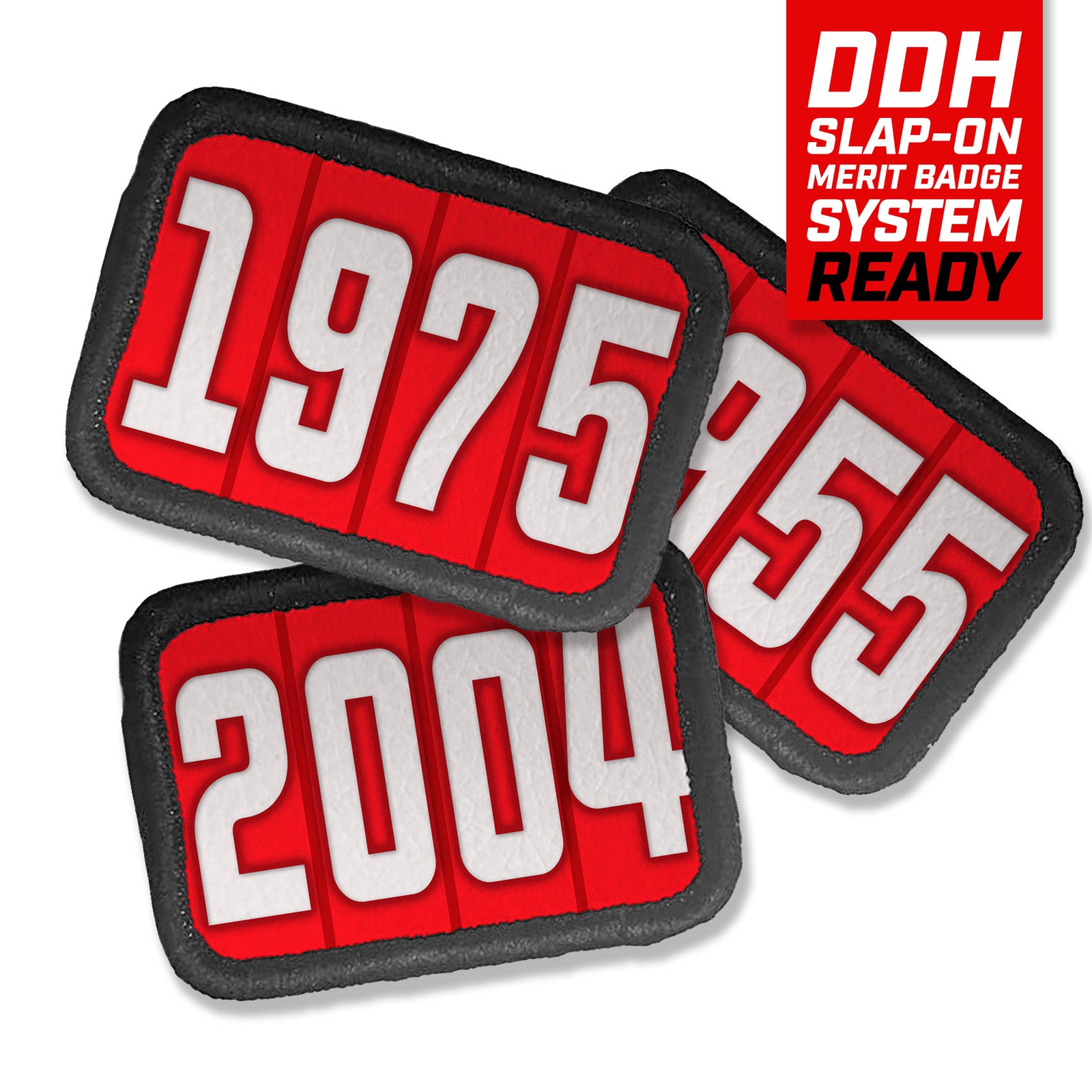 Years Red DDH Con Merit Badges – 1.5” Rectangle Velcro