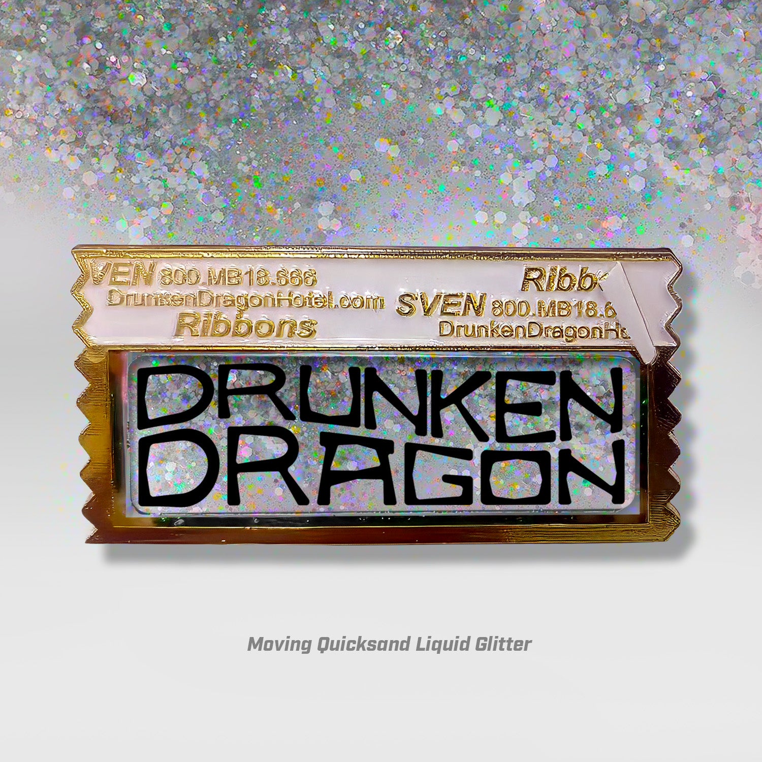 Liquid Glitter DDH Ribbon Pin 2.4" Limited only 20 made