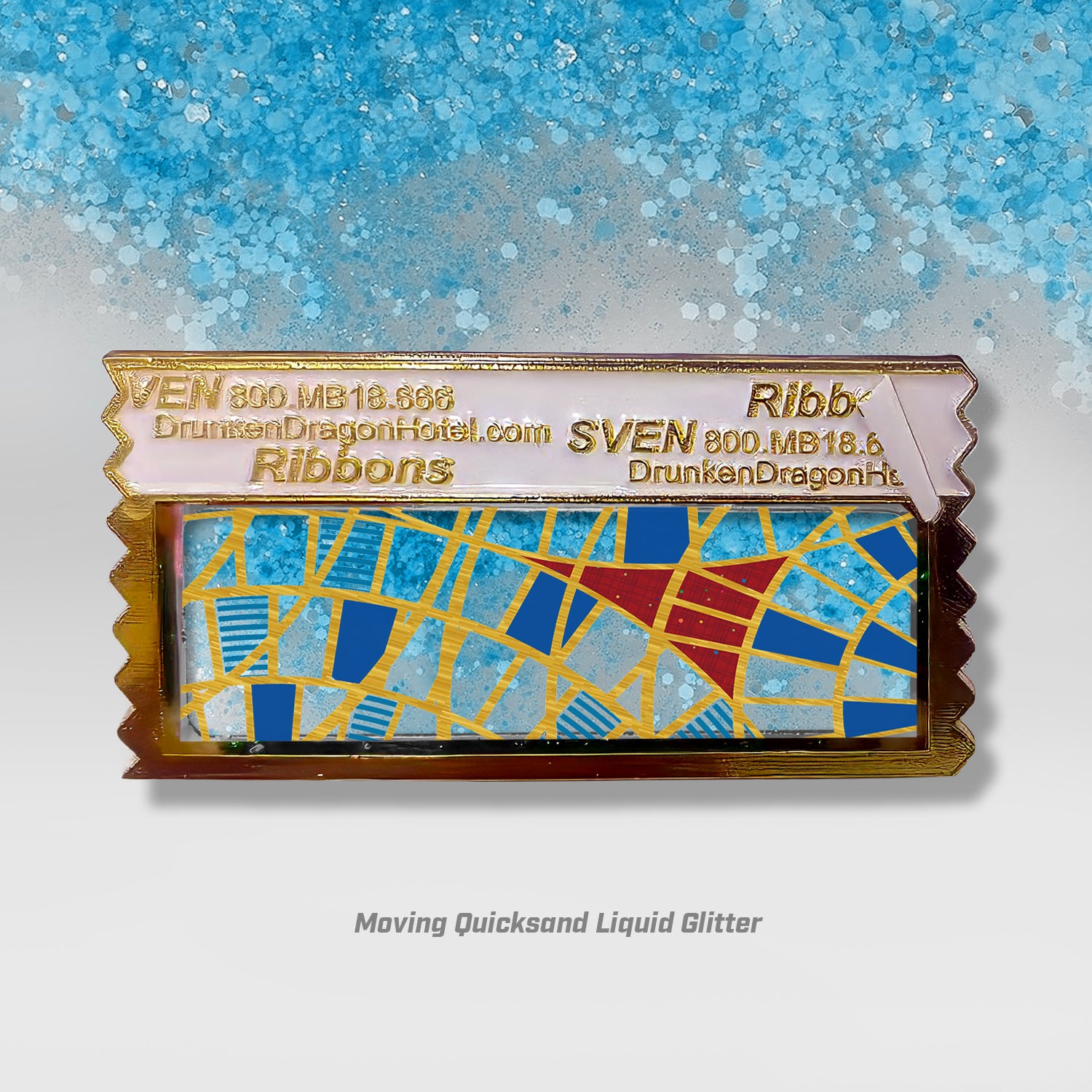 Liquid Glitter Carpet Ribbon Pin 2.4"