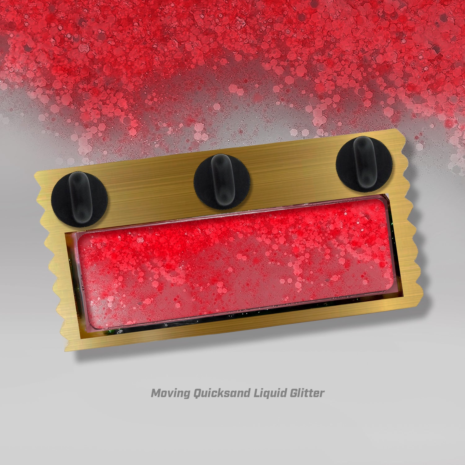 Liquid Glitter DDH Fire Red Ribbon Pin 2.4"