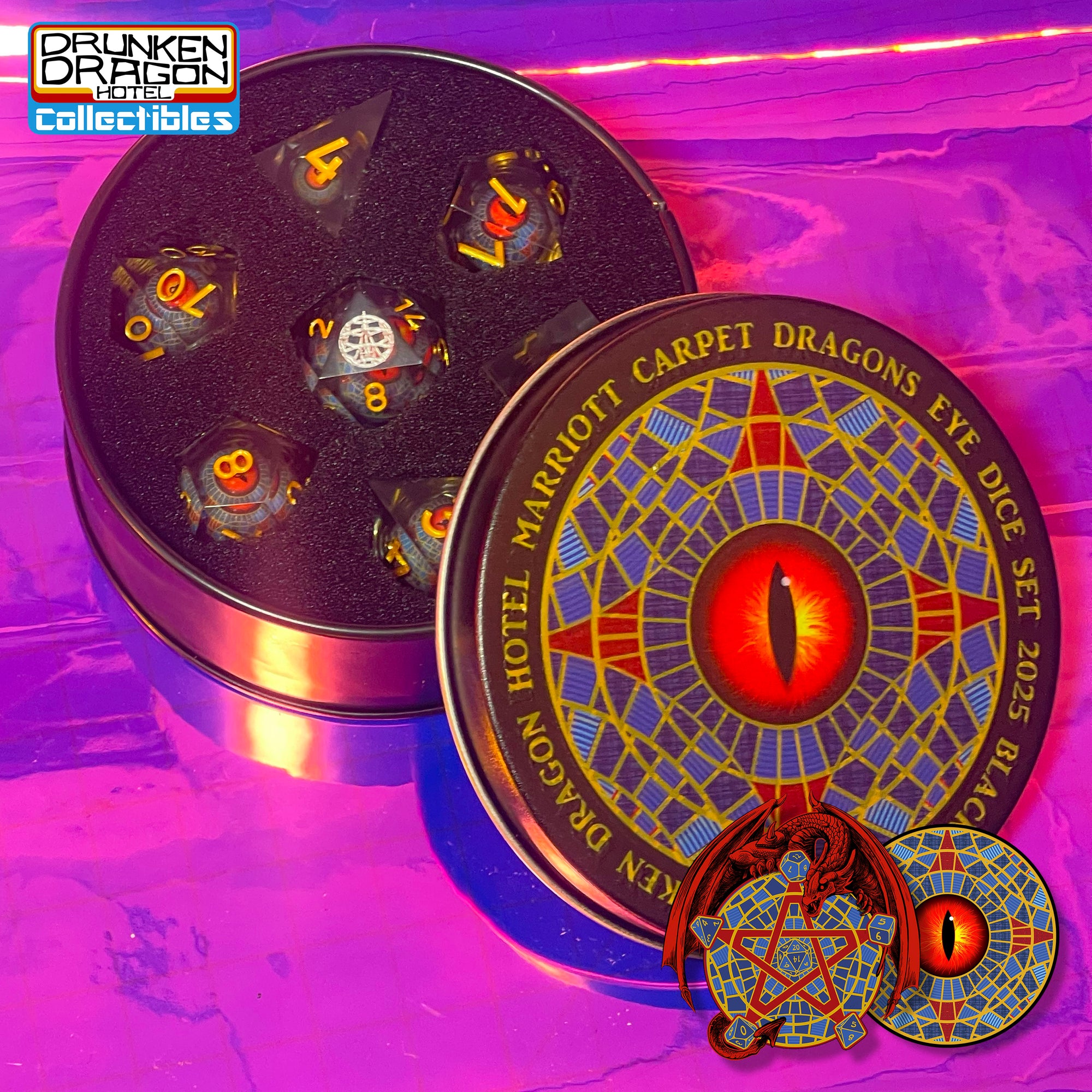 7PCS Set Dice Moving Marriott Carpet Eye DnD