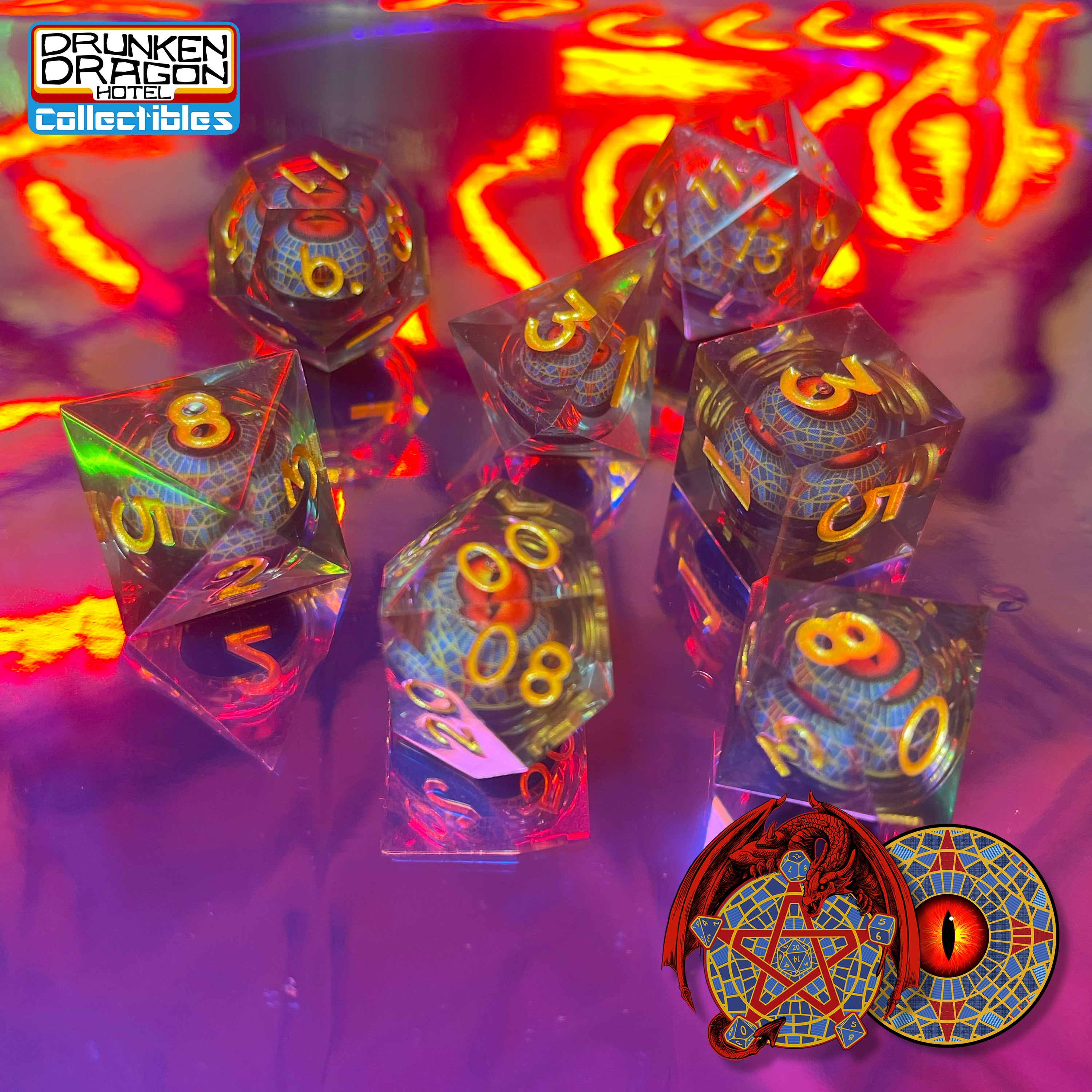 7PCS Set Dice Moving Marriott Carpet Eye DnD
