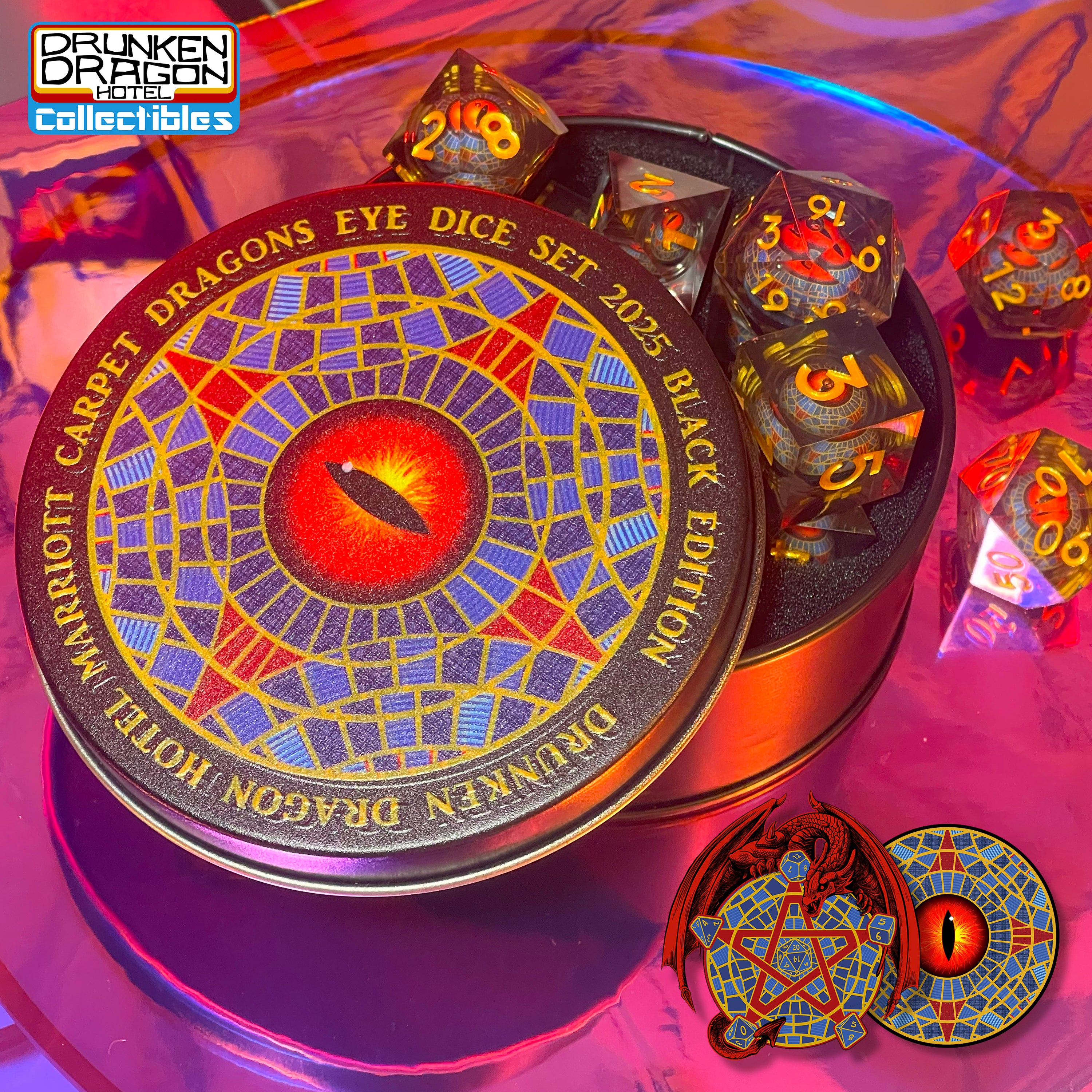 7PCS Set Dice Moving Marriott Carpet Eye DnD