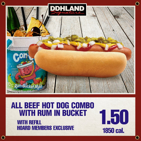 All Beef Hoard Hot Dog Combo with Rum Bucket