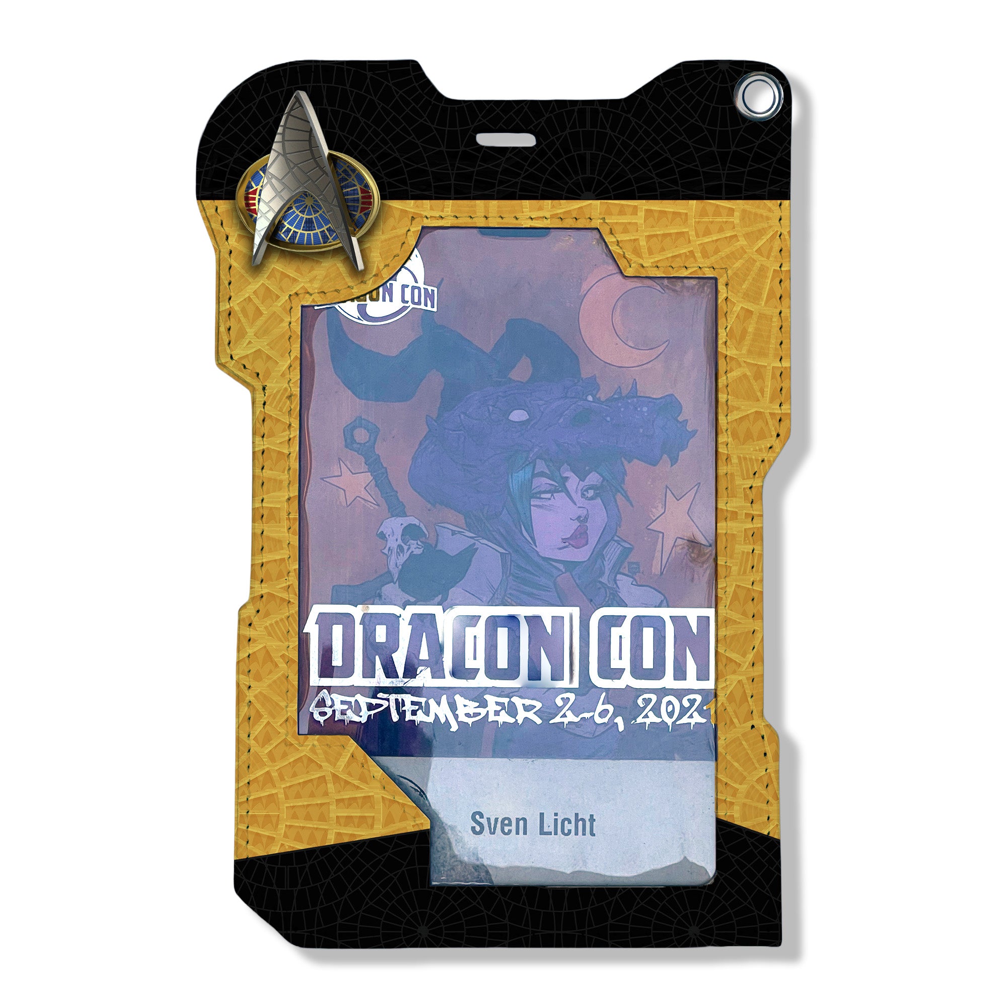 Star Trek Carpet DCON Pass Badge Holder Gold