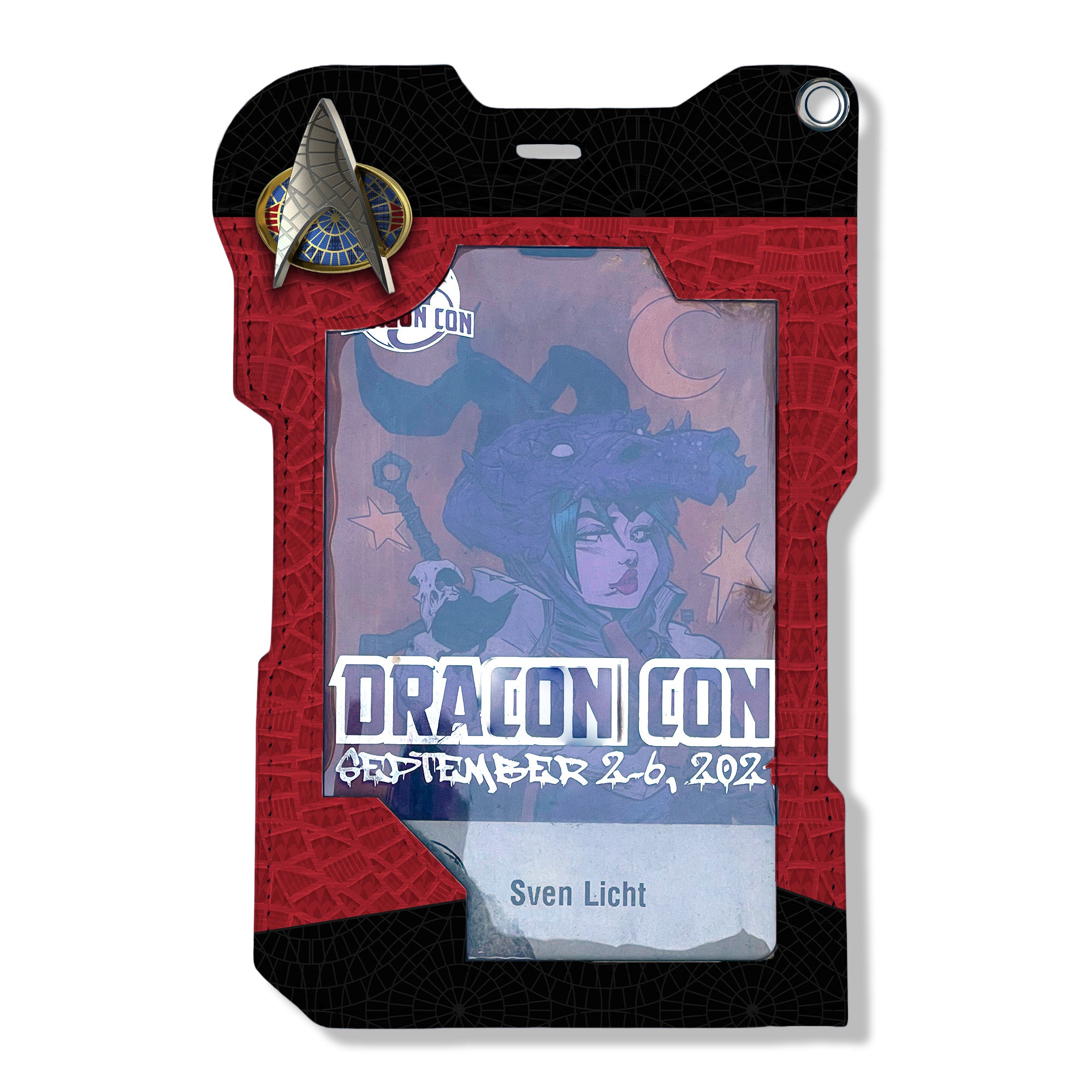 Star Trek Carpet DCON Pass Badge Holder Red