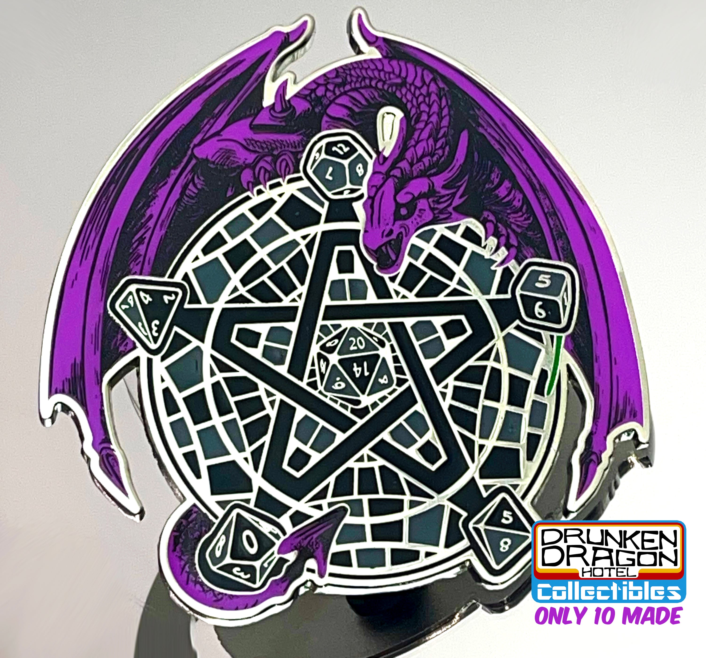 Only 10 DnD Drunken Dragon Hotel 3.25" Carpetgram Purple Pin