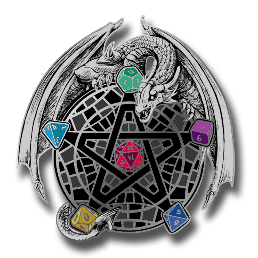 Only 40 DnD Drunken Dragon Hotel 3.25" Carpetgram Silver Pin