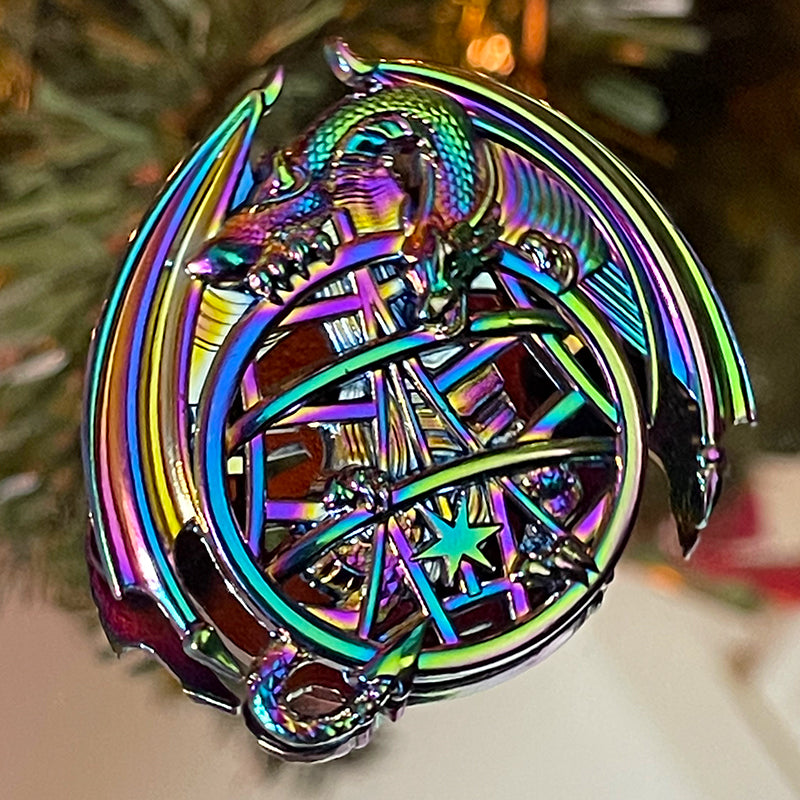 Crest Drunken Dragon Hotel 2.5" RAINBOW Pin 50 made