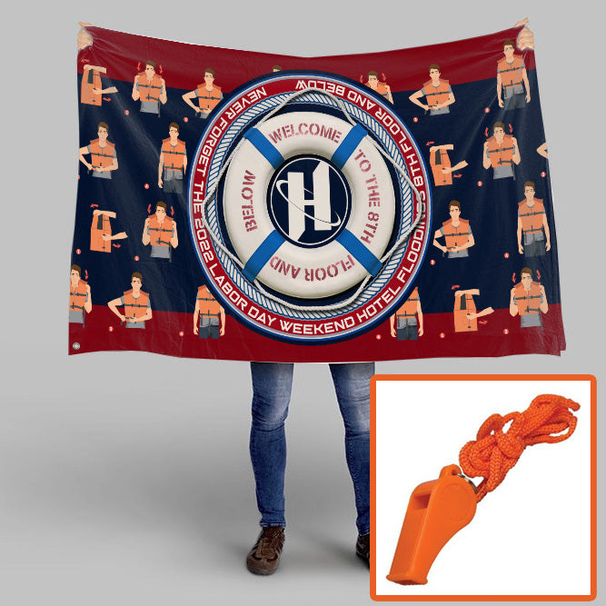 8th Floor Floodings Flag 3x5" +whistle Large Hotel Room/Door Decoration