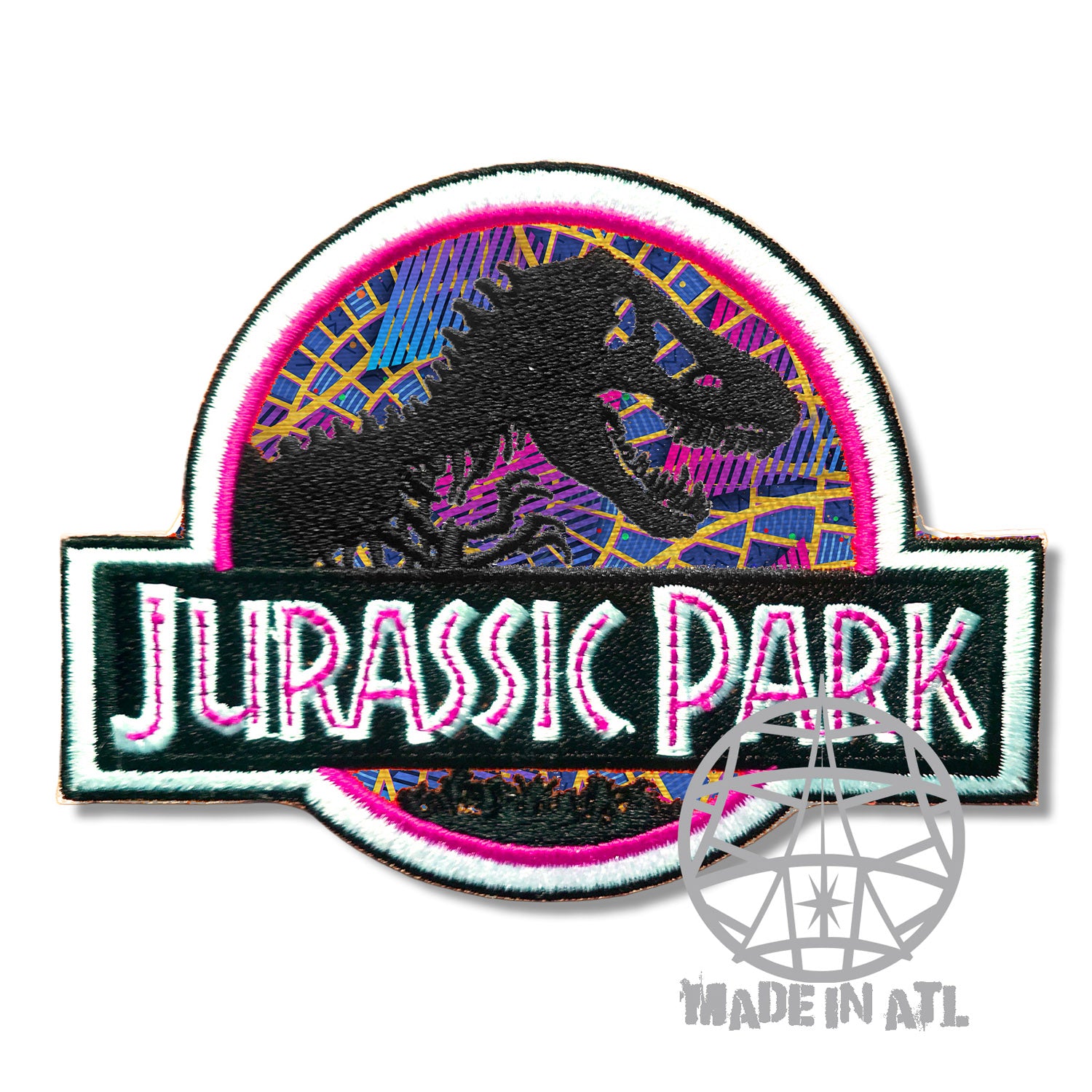 Patch Jurassic Park Neon 80s Carpet 3.5”