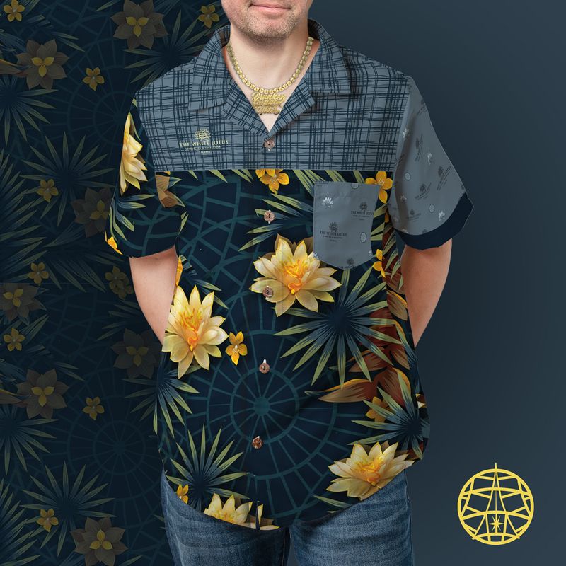 White Dcon Lotus Carpet Hawaiian Shirt (ETA 3 weeks)