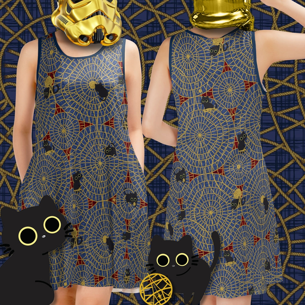 Kitty Carpet Cat Sleeveless Dress w. Pockets (ETA 3 weeks)