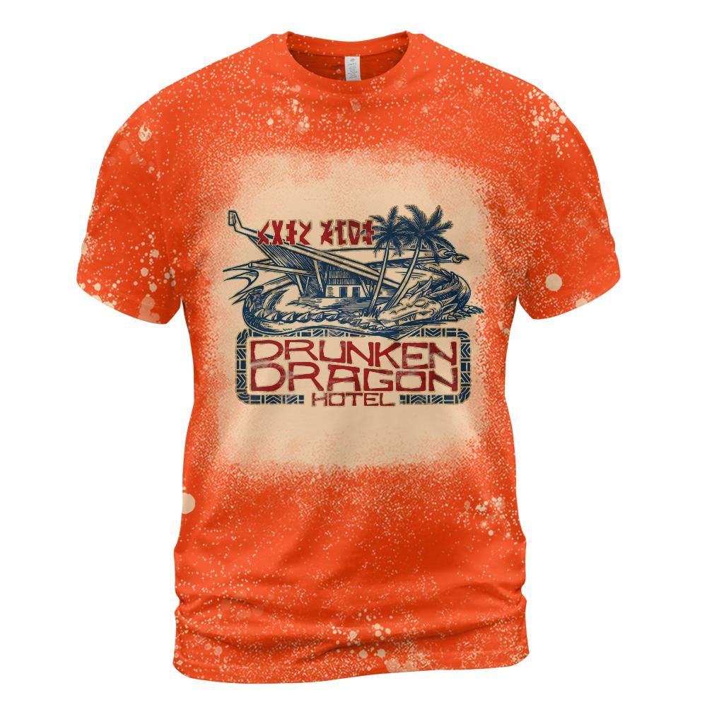 Drunken Dragon Hotel Logo Hut Bleached T-Shirt (ETA 3 weeks)