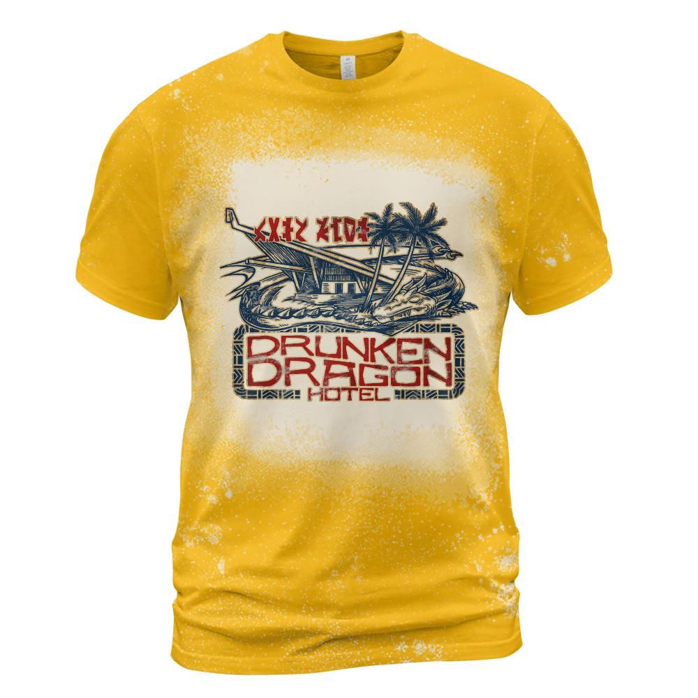 Drunken Dragon Hotel Logo Hut Bleached T-Shirt (ETA 3 weeks)