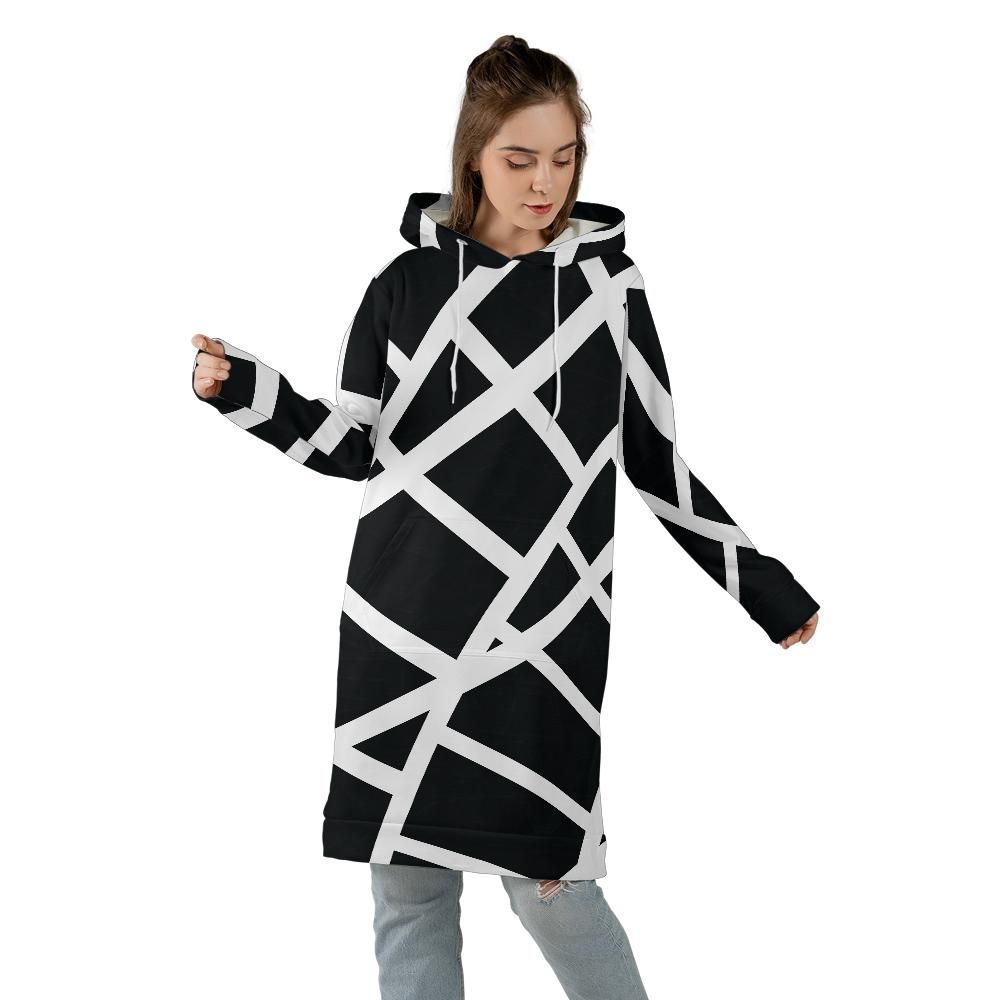 Black & White XXL Carpet All-over Print Hoodie Dress (ETA 3 weeks)