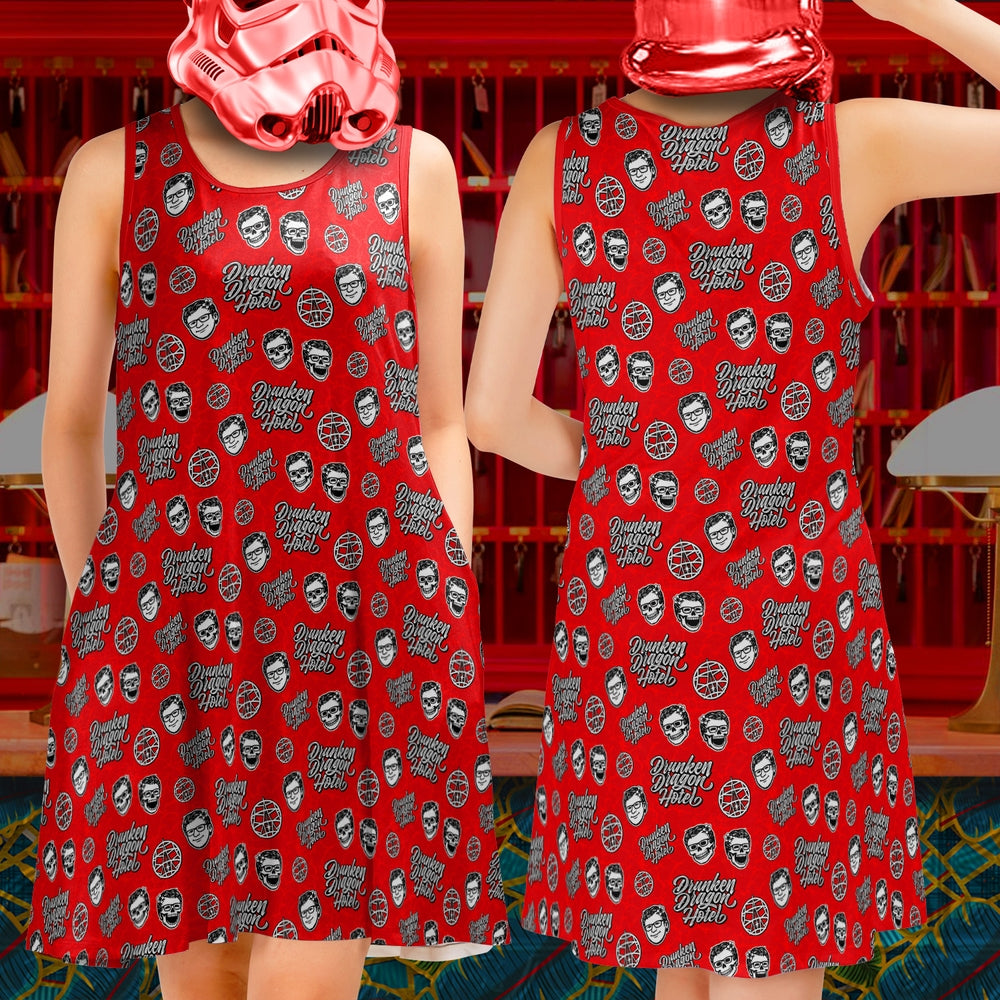 DDH Logo Sleeveless Dress w. Pockets RED (ETA 3 weeks)