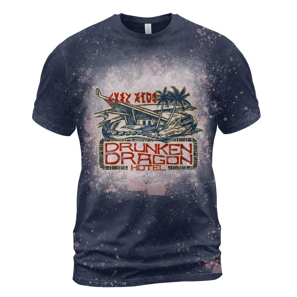 Drunken Dragon Hotel Logo Hut Bleached T-Shirt (ETA 3 weeks)