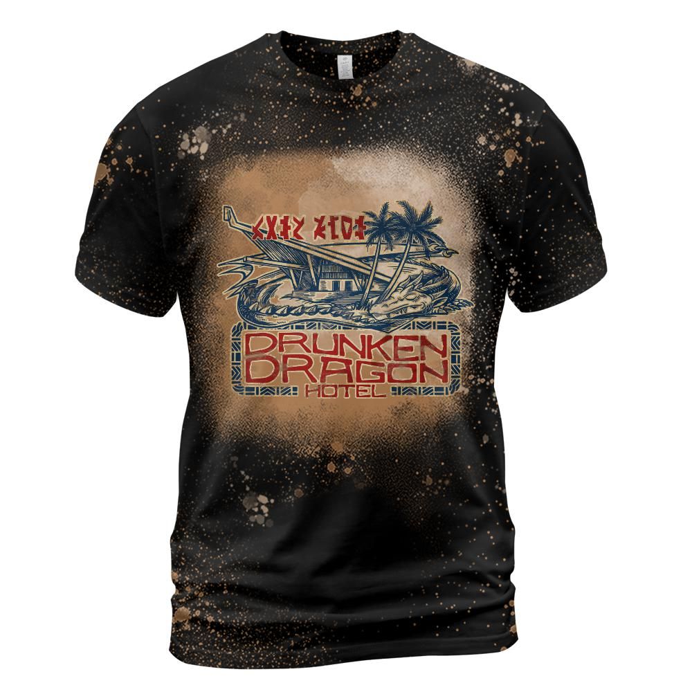 Drunken Dragon Hotel Logo Hut Bleached T-Shirt (ETA 3 weeks)