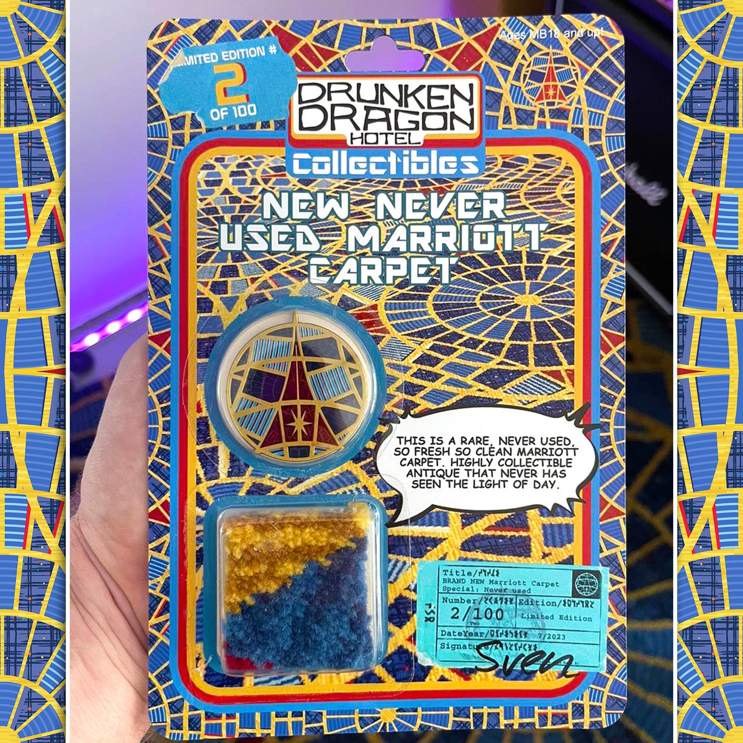 FRESH NEW Marriot Carpet with Coin! Artwork Signed