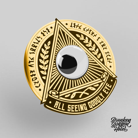 All Seeing Googly Eye Gold Pin Con-Cult