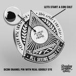 All Seeing Googly Eye Silver Pin Con-Cult