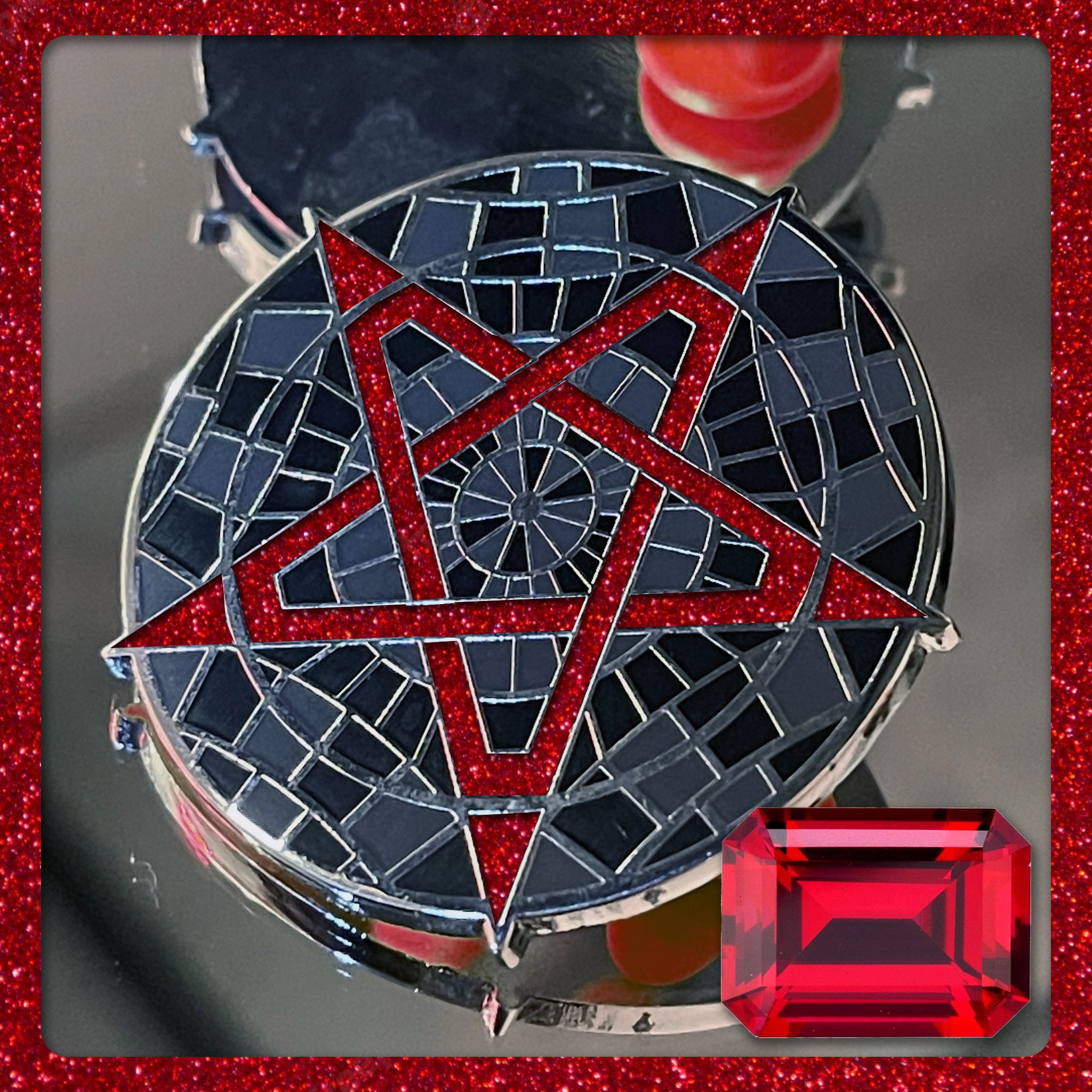 Ruby Red Sparkle Dust" Carpetgram Pin