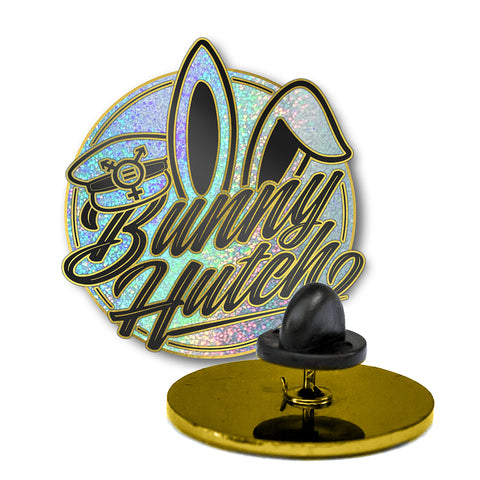 Bunny Hutch Glitter Enamel Pin 1.5"