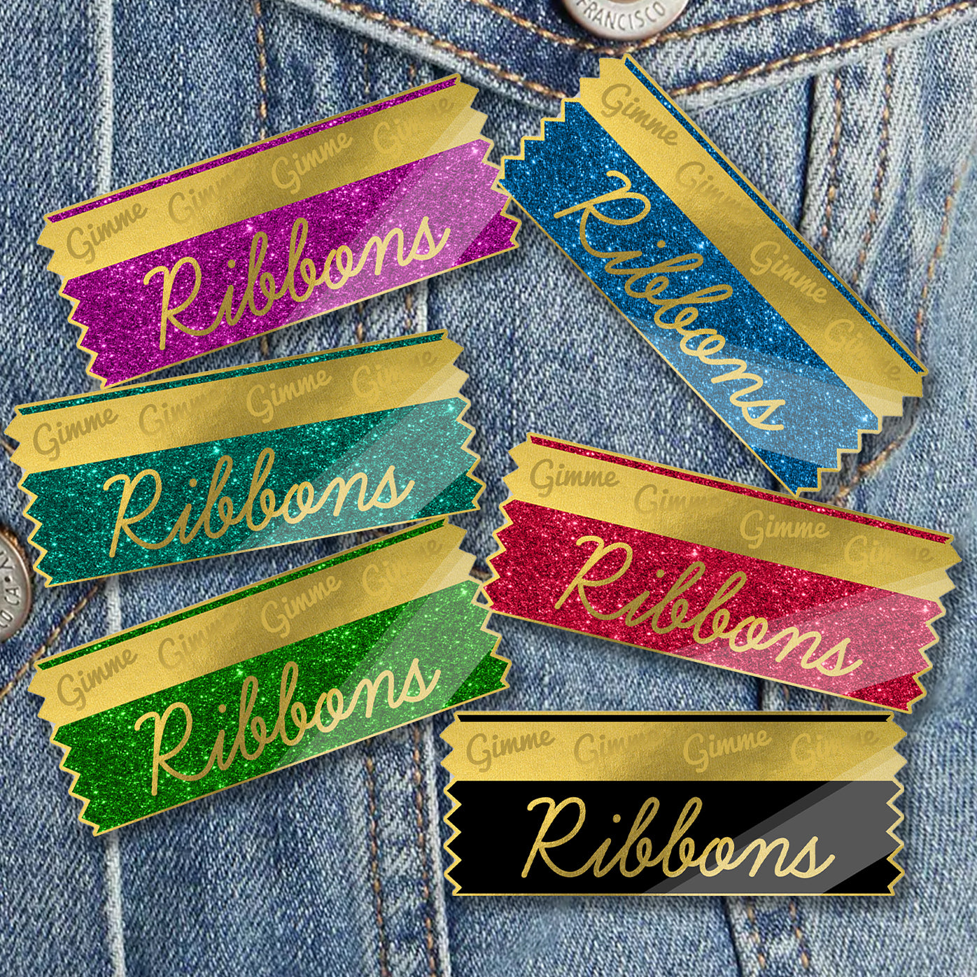 Gimme Ribbons Hard Enamel Pin 1.4" wide