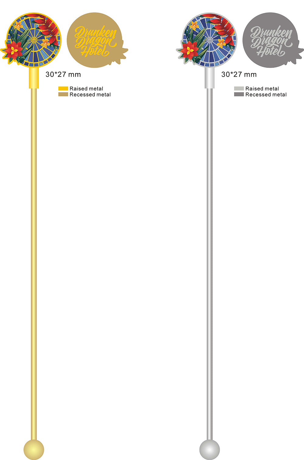 1x 7.5" Metal Swizzle Stick Stirrer Gold